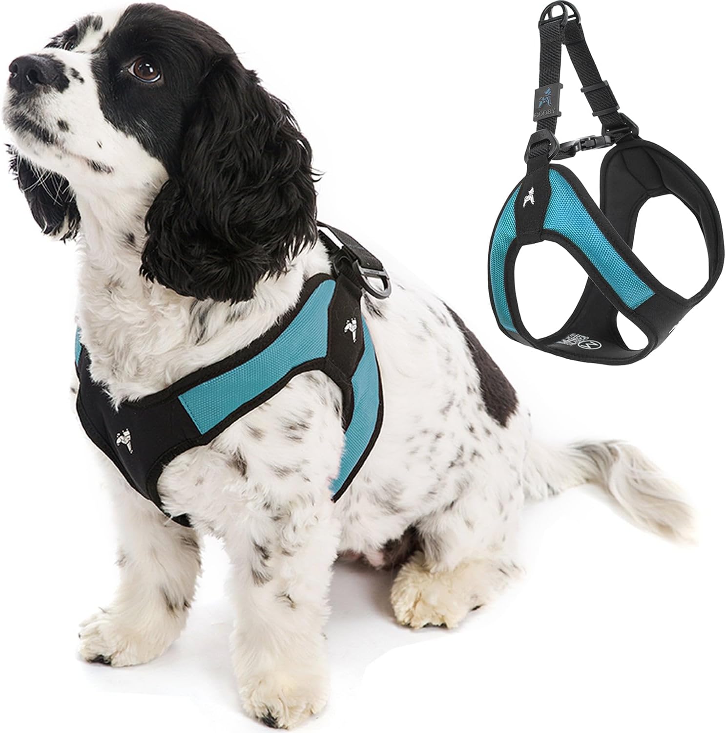 Gooby Escape Free Easy Fit Dog Harness, Step-in, Turquoise, Medium