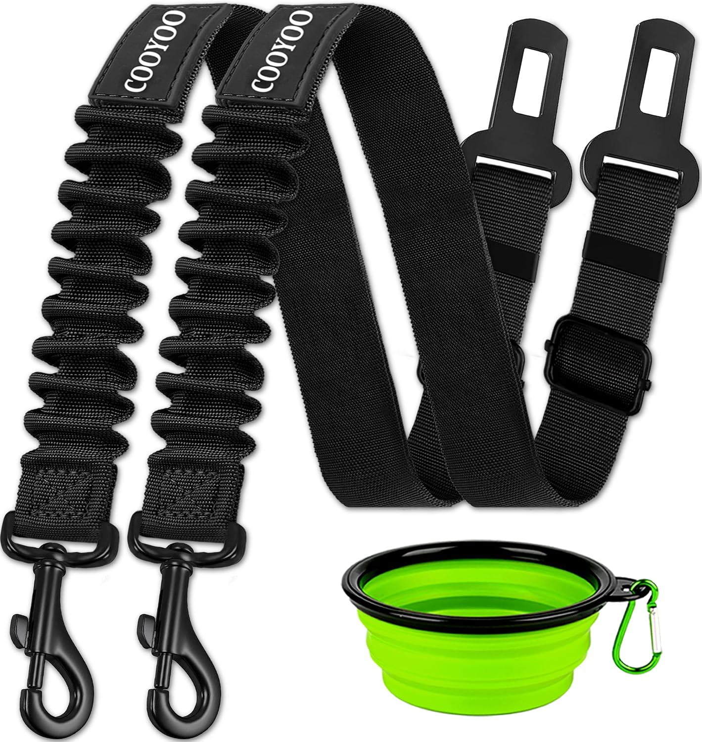 COOYOO Dog Seat Belt, 3 Piece Set Retractable Dog Car Harness Adjustable Dog Seat Belt for Vehicle Nylon Pet Safety Seat Belts Heavy Duty & Elastic