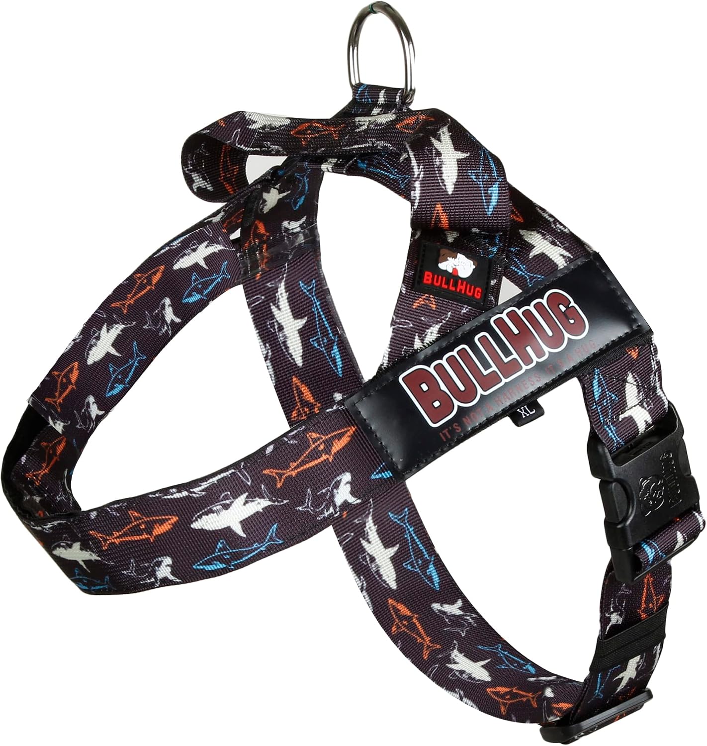 BULLHUG Adjustable Dog Harness– No Pull, No Choke – for English Bulldogs, French Bulldogs, Pugs & Broad-Chested Breeds – Easy, Safe Walks (Shark, Medium)