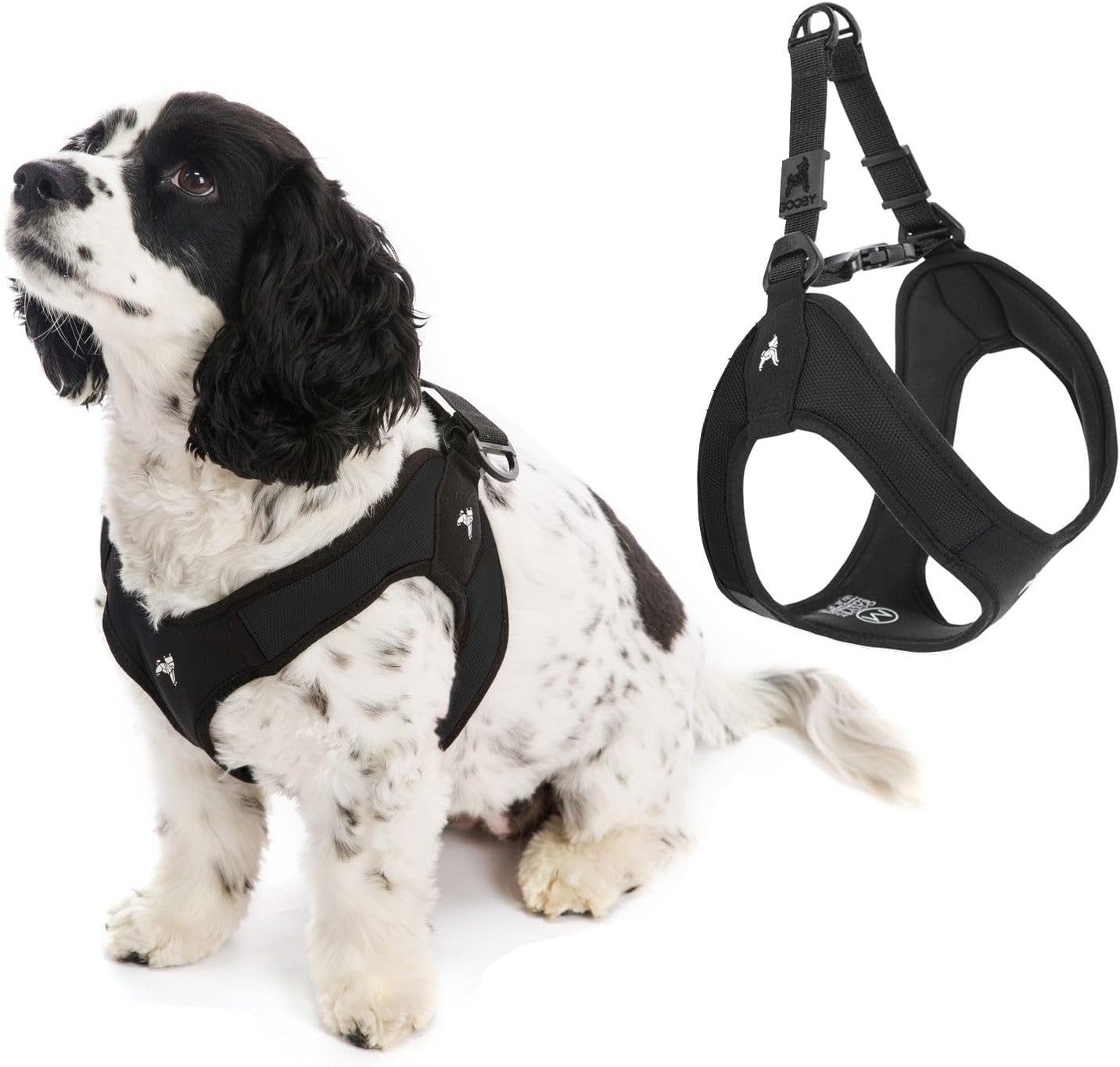 Gooby Escape Free Easy Fit Dog Harness, Step-in, Black, Medium