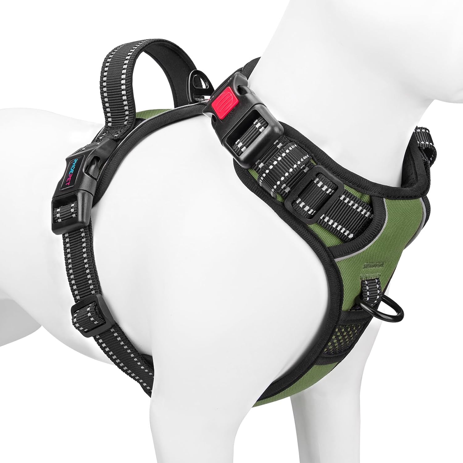 PHOEPET No Pull Dog Harness with Handle Front & Back Clip, Easy on